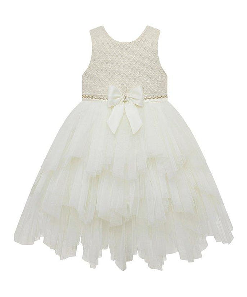 Couture Princess Ivory Jacquard Bodice Tiered Older Girls Dress