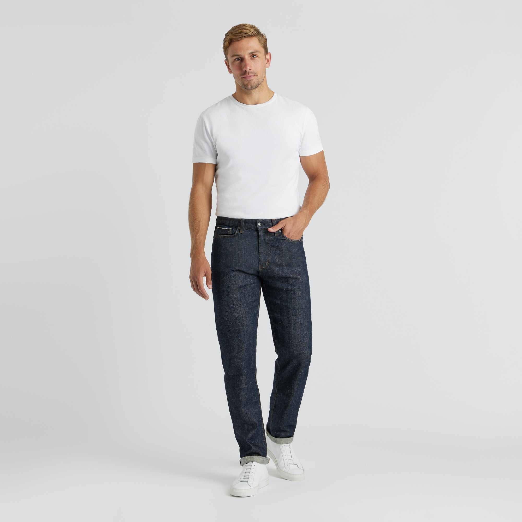 Relaxed Fit Selvedge Jean in Darned Patch Wash
