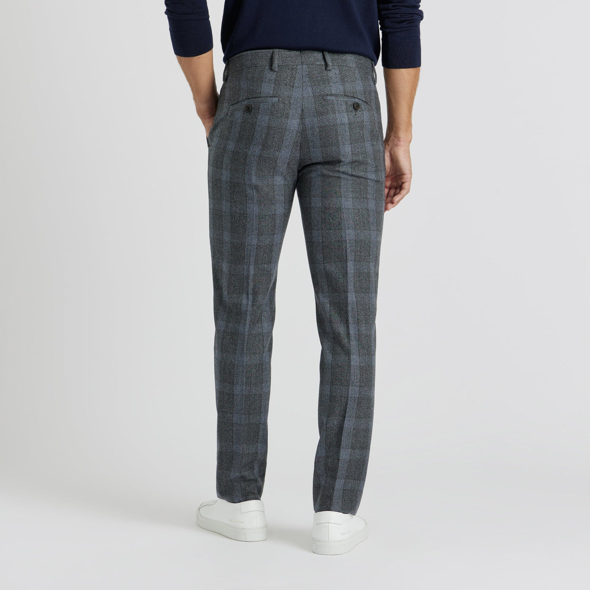 SPOKE Winter Smarts - Blue Grey Check Custom Fit Trousers - SPOKE