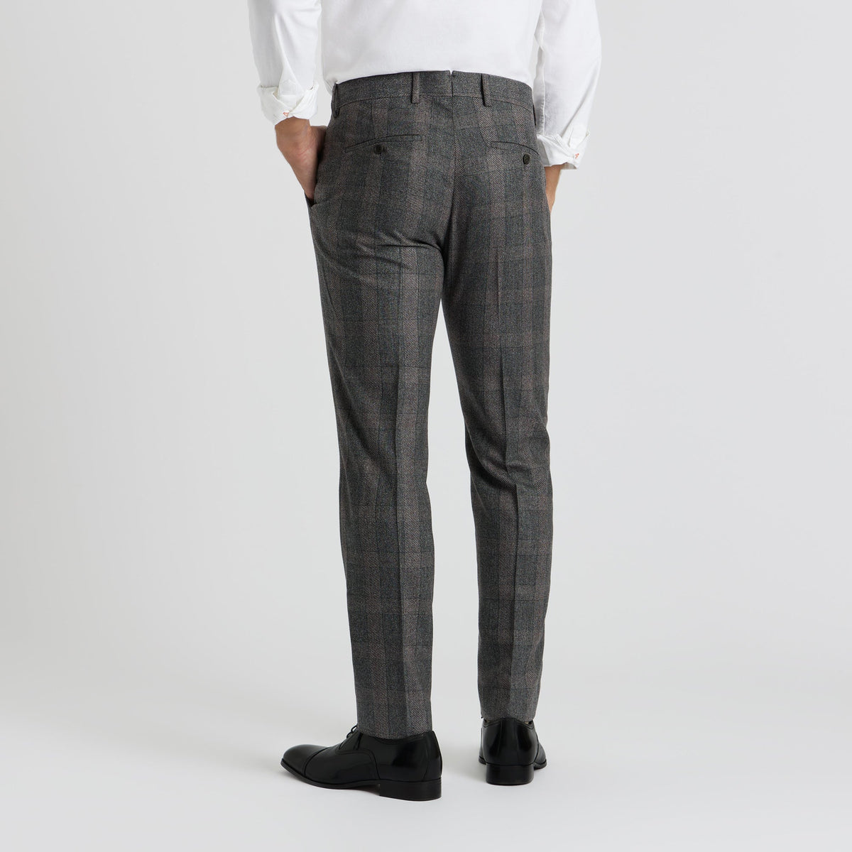 SPOKE Winter Smarts - Burgundy Grey Check Custom Fit Trousers - SPOKE