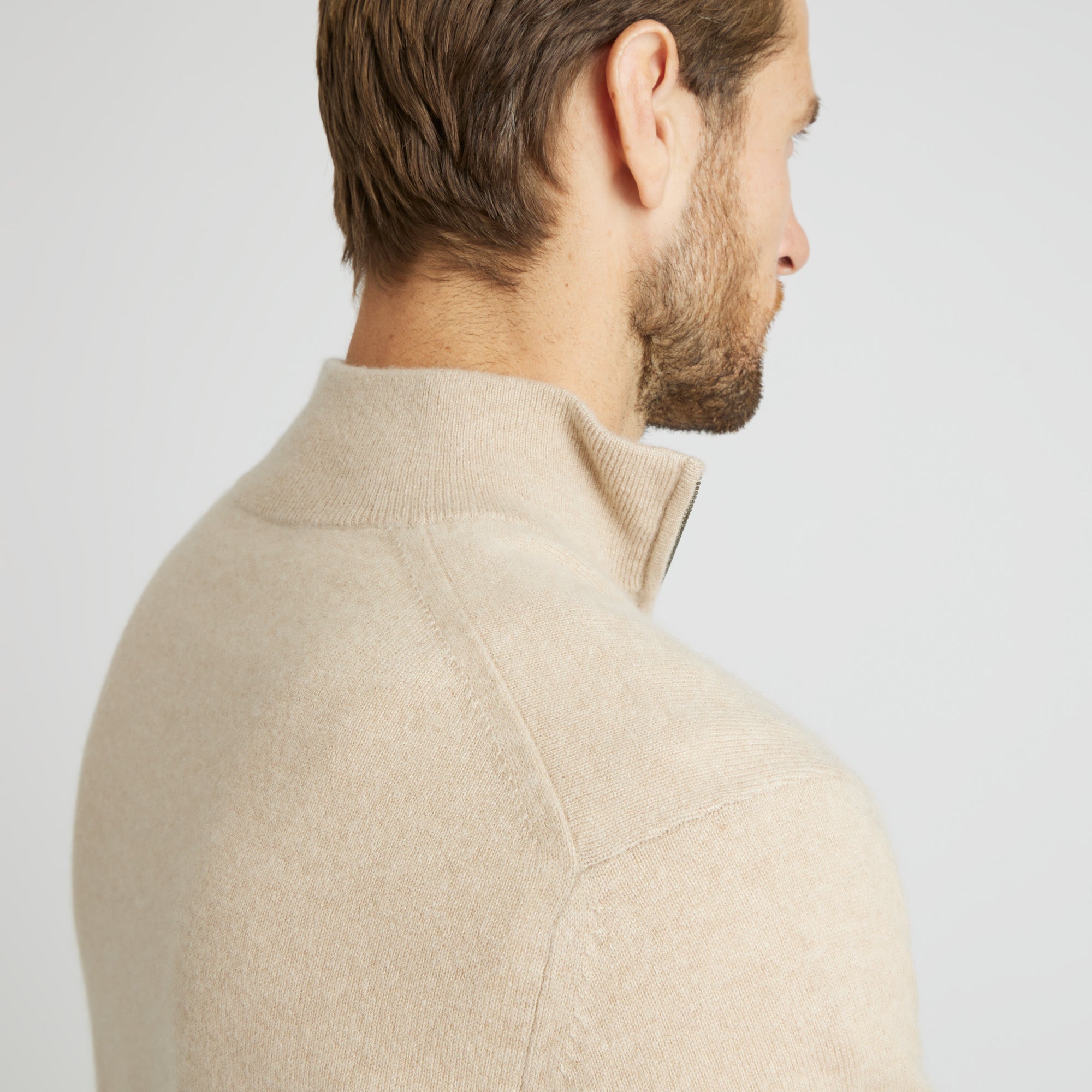 Oatmeal SPOKE Cashmere Half-Zip - Custom Fit Jumper - SPOKE