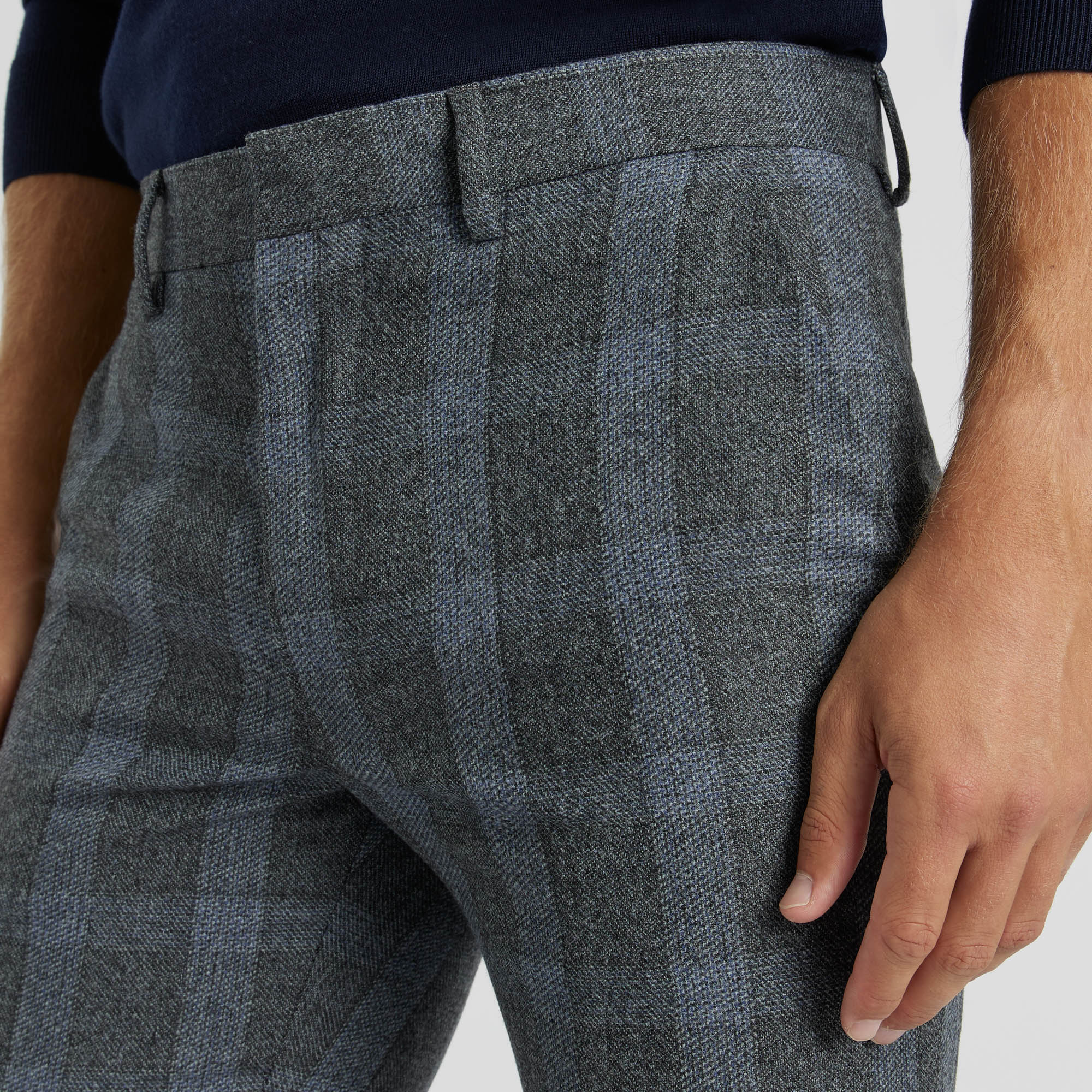 Royal Blue Check Trousers - Real Hoxton