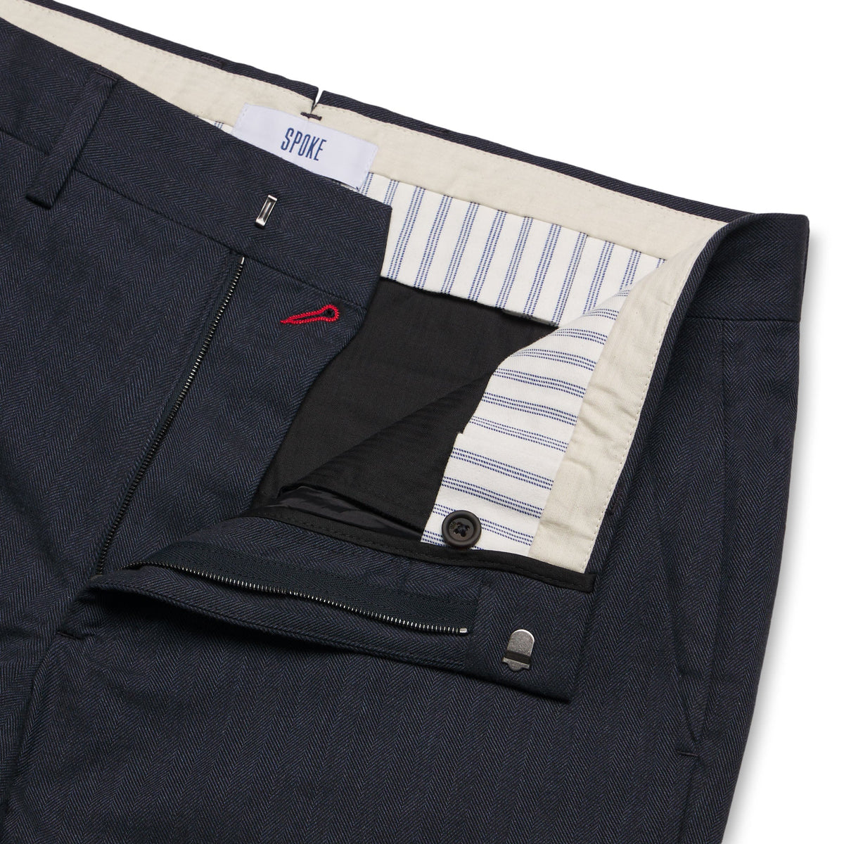 Navy Herringbone Men's Custom Fit Smart Chino Pants - SPOKE - SPOKE