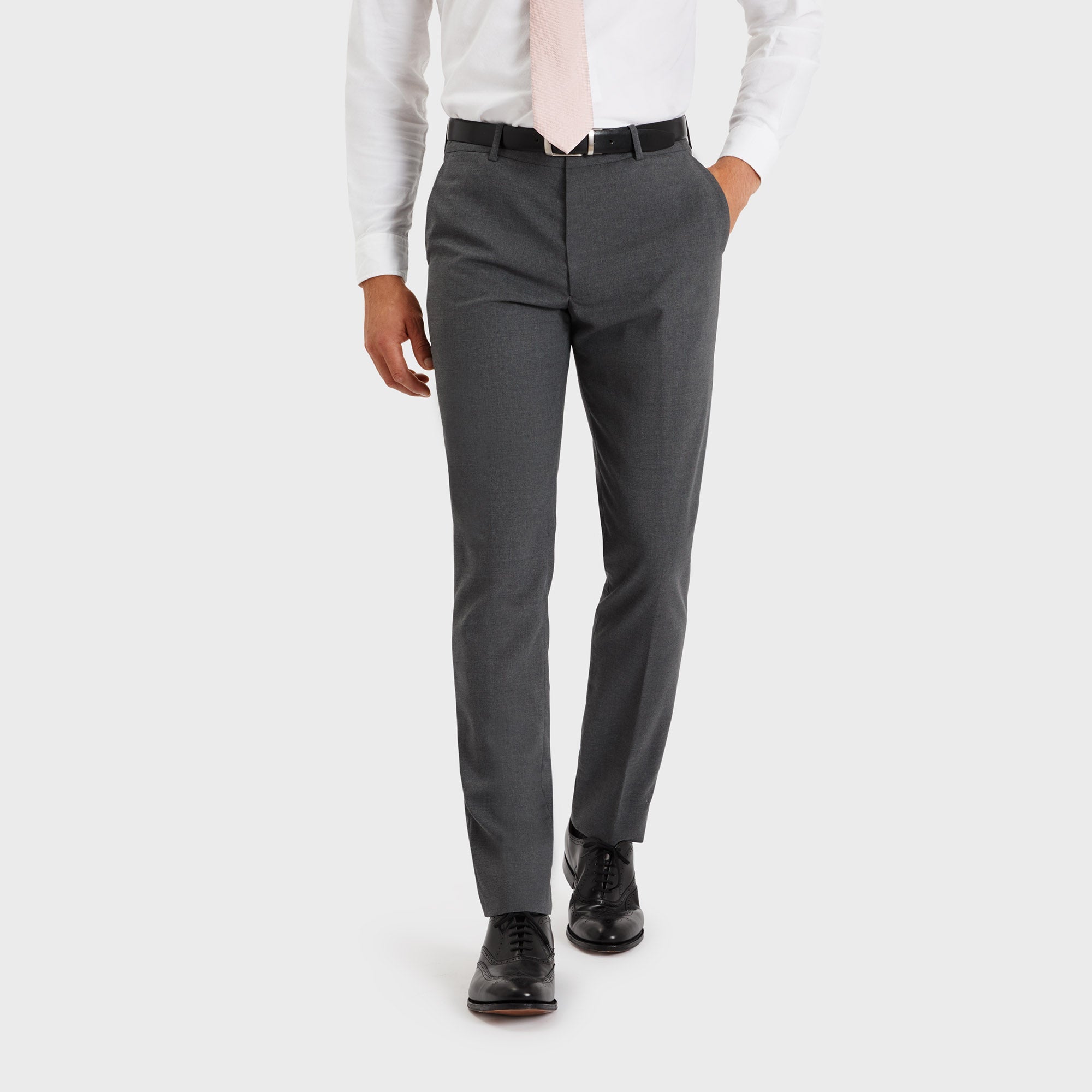 Men Grey Solid Pure Cotton Slim Fit Formal Trouser