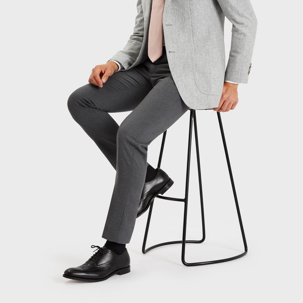 Charcoal Gray Smarts - Men's Italian Wool Tailored Pants - SPOKE - SPOKE