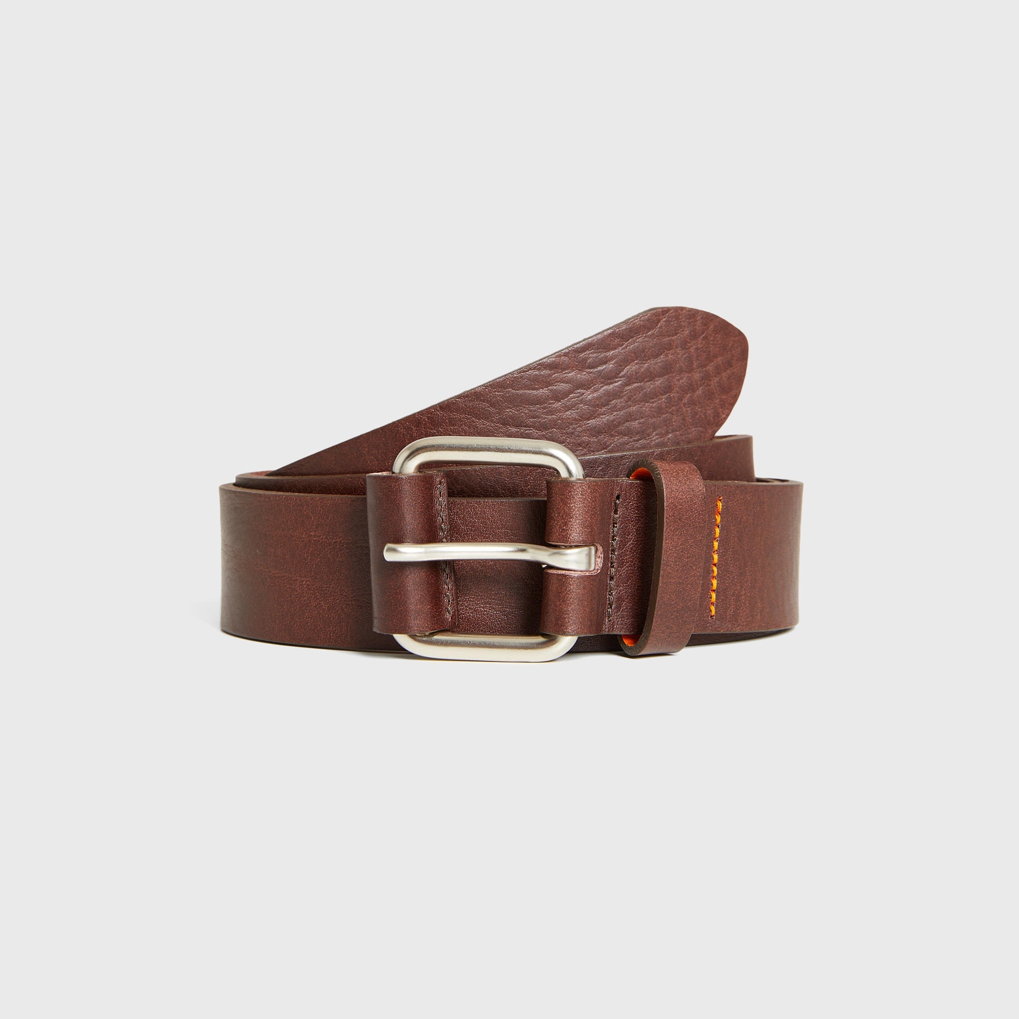 No. 5 Leather Cinch Belt - Italian Bridle Leather - Brown Leather with Brass, Large - Fits Sizes 34 - 42