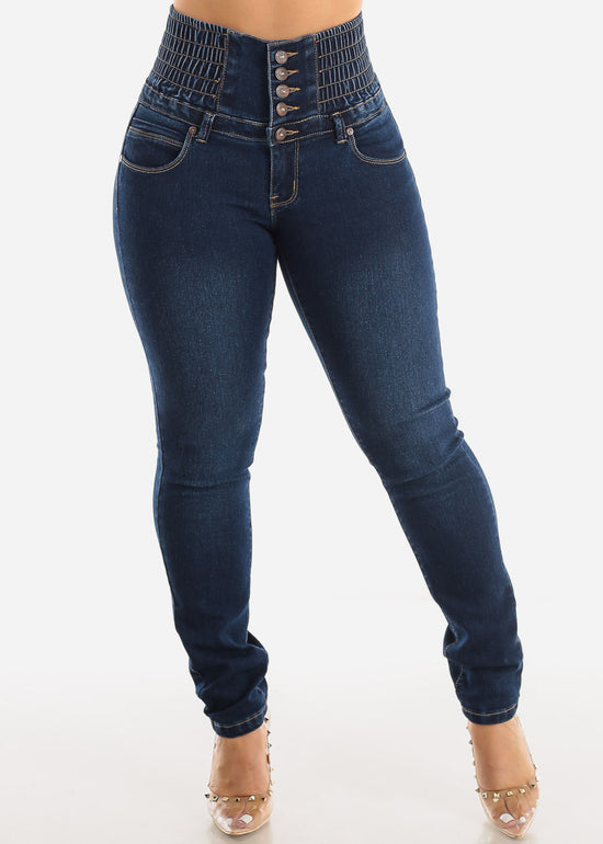 Moda Xpress Spandex Waist Butt Lift Skinny Jeans - Butt Lift Dark