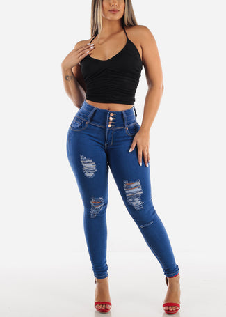 Glkaend Stacked Jeans for Women Stretch Mid Rise Classic Skinny Butt  Lifting Trousers Casual Denim Pants,Blue,XS at  Women's Clothing store