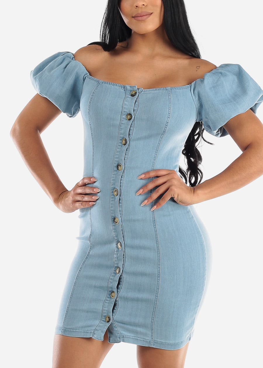 off shoulder jean dress