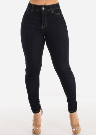 Moda Xpress Womens Juniors Super High Waist Dark Navy Levantacola Skinny  Jeans 10890X at  Women's Jeans store