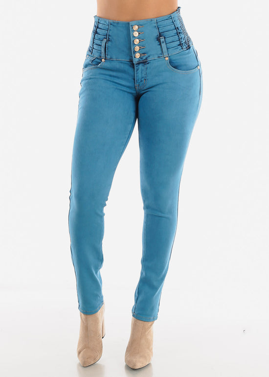 Rise Jean High Xpress Jeans Ultra - Blue Rise - Moda Teal Butt Jeans Skinny – High Lifting