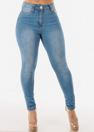 Classic High Waist Stretchy Light Skinny Jeans