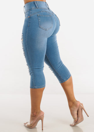 Women's Butt Lifting Torn Jeans - Light Blue Butt Sculpting Ripped Jeans –  Moda Xpress