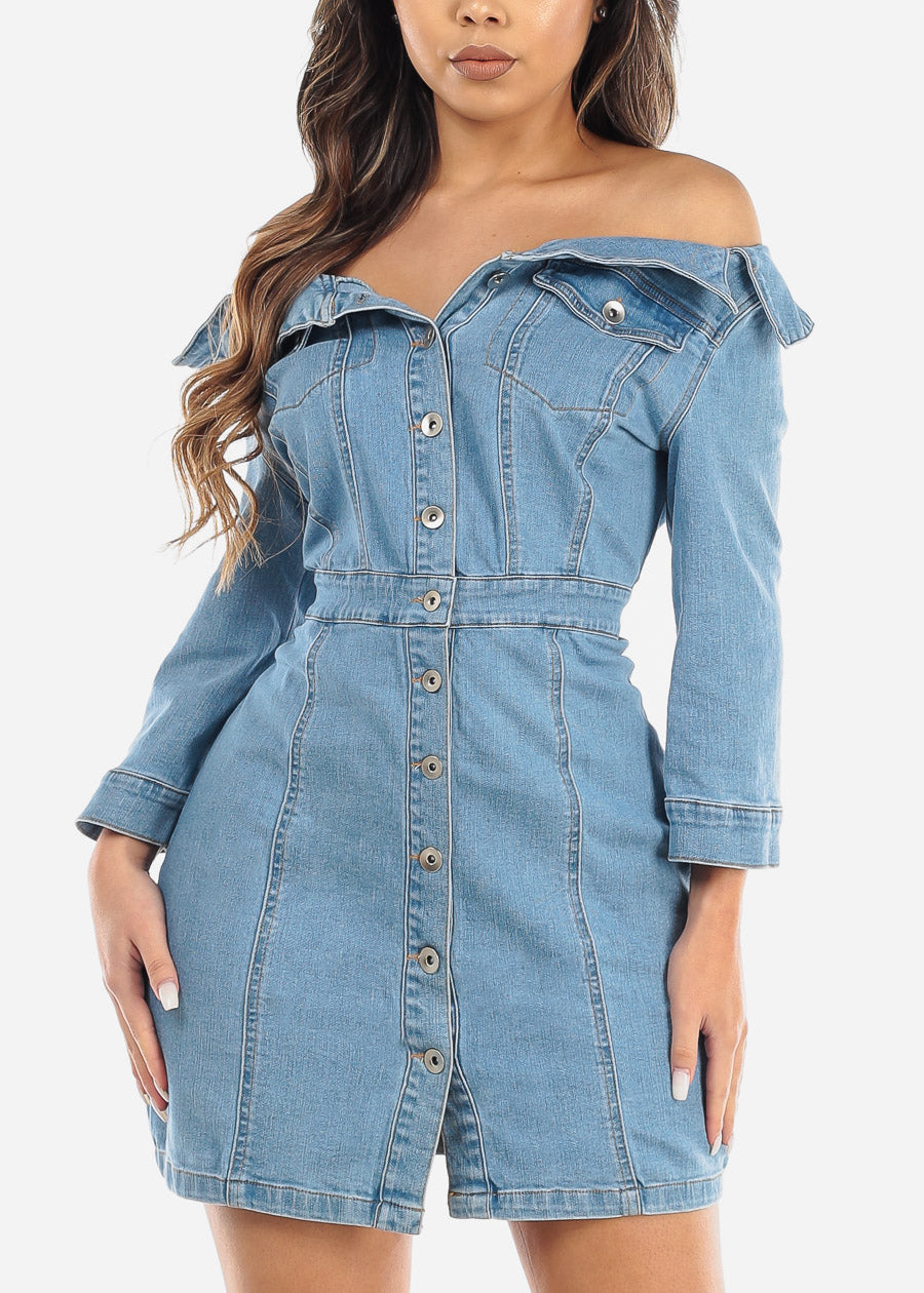 jean button up dress