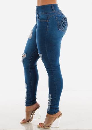 Moda Jeans Trivassi 100% Made in Colombia Butt Lifter Women Jeans with  built in shapewear/ fajas/ abdomen control Juniors & Plus- Levantacola-  Denim