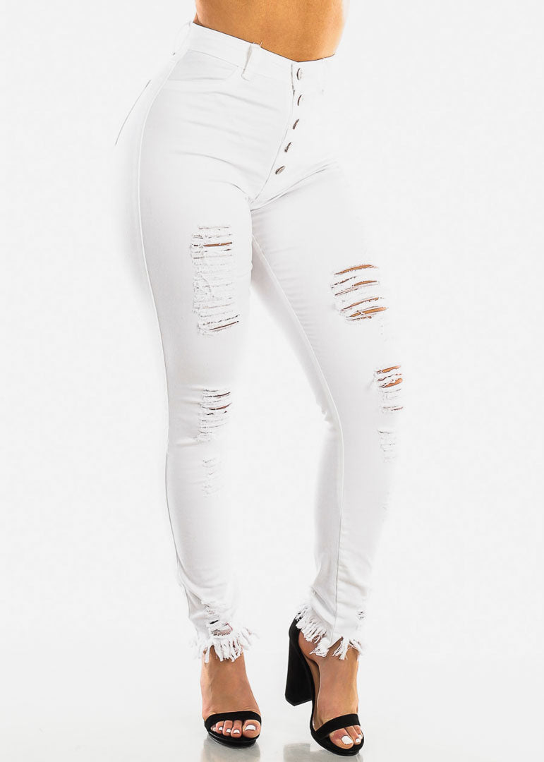 white skinny jeans ripped