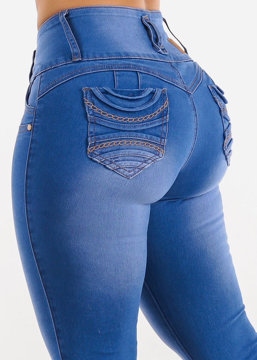 Levanta Cola Jeans Butt Lifting Jeans Mid Rise Butt Lift Blue Jeans Skinny Blue Push Up