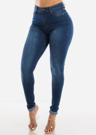 MX JEANS Cuffed Hem High Rise Jeans