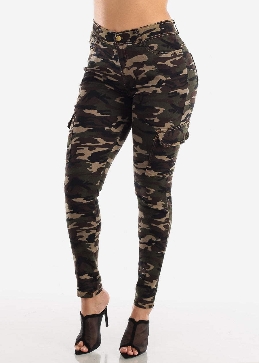 camouflage high rise jeans