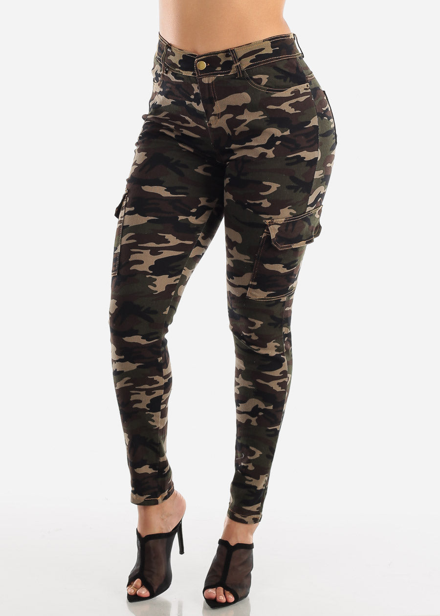 high rise camo jeans