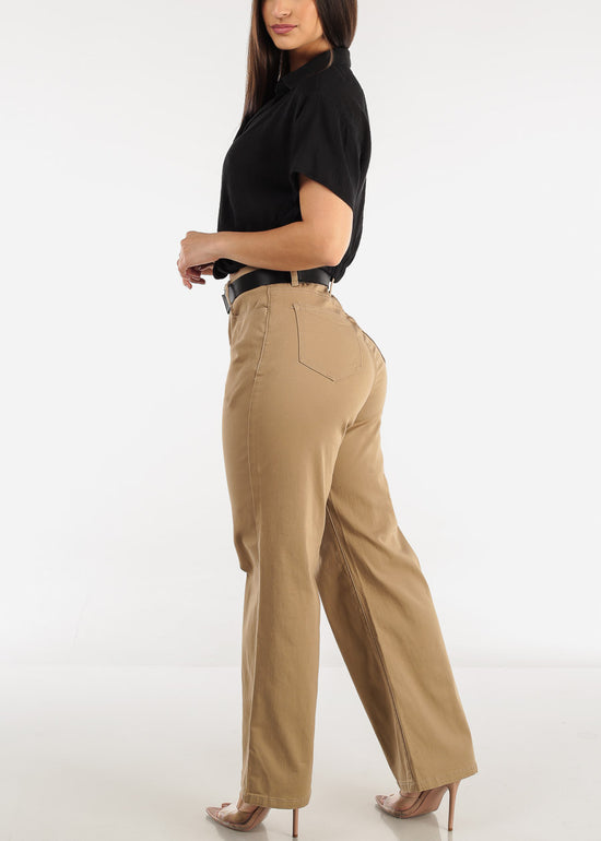 Khaki Women's High Waisted Wide Leg Business Work Pants – Lookbook Store