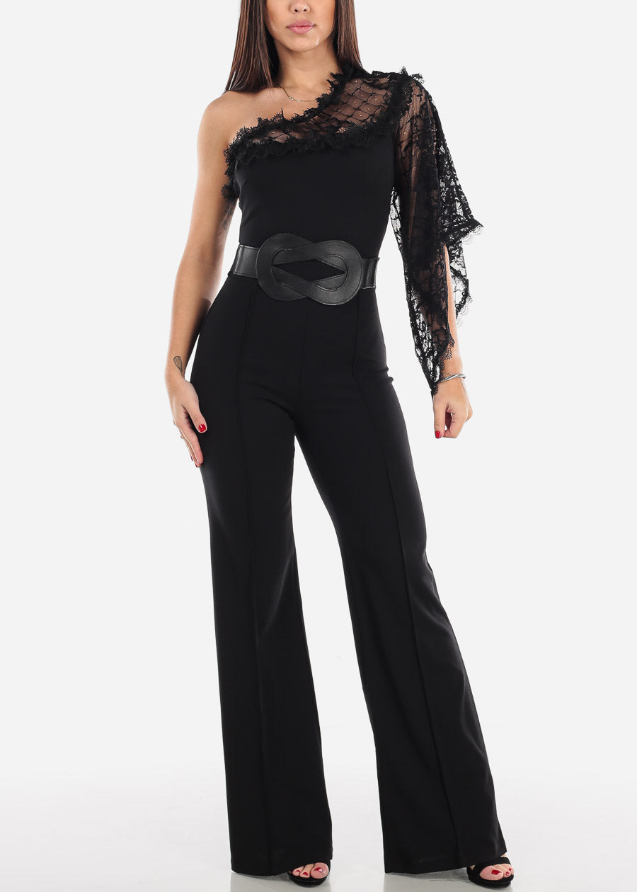 lace sleeve jumpsuit