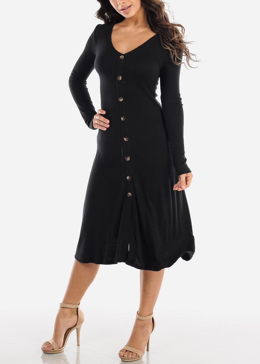 sweater dress with buttons down the front