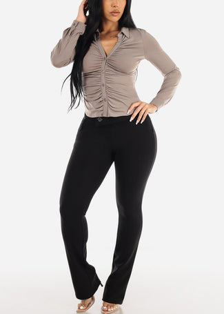 Women's Tummy Tuck Black Pants - Thick Waist Pull On Black Skinny Pants –  Moda Xpress