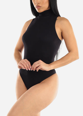 Sleeveless Faux Leather Black Bodysuit - Black Pleather Thong Bodysuit –  Moda Xpress