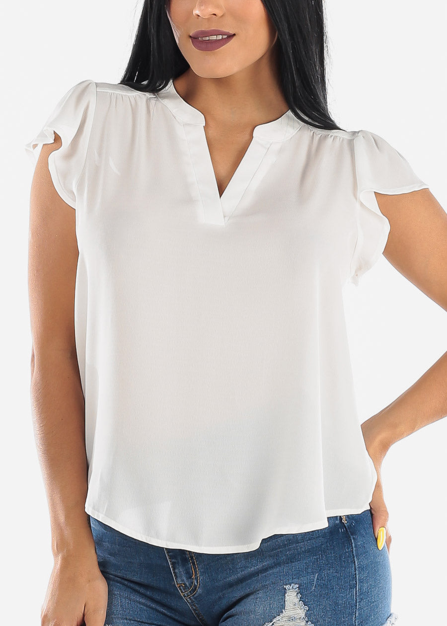 dressy white blouses short sleeve