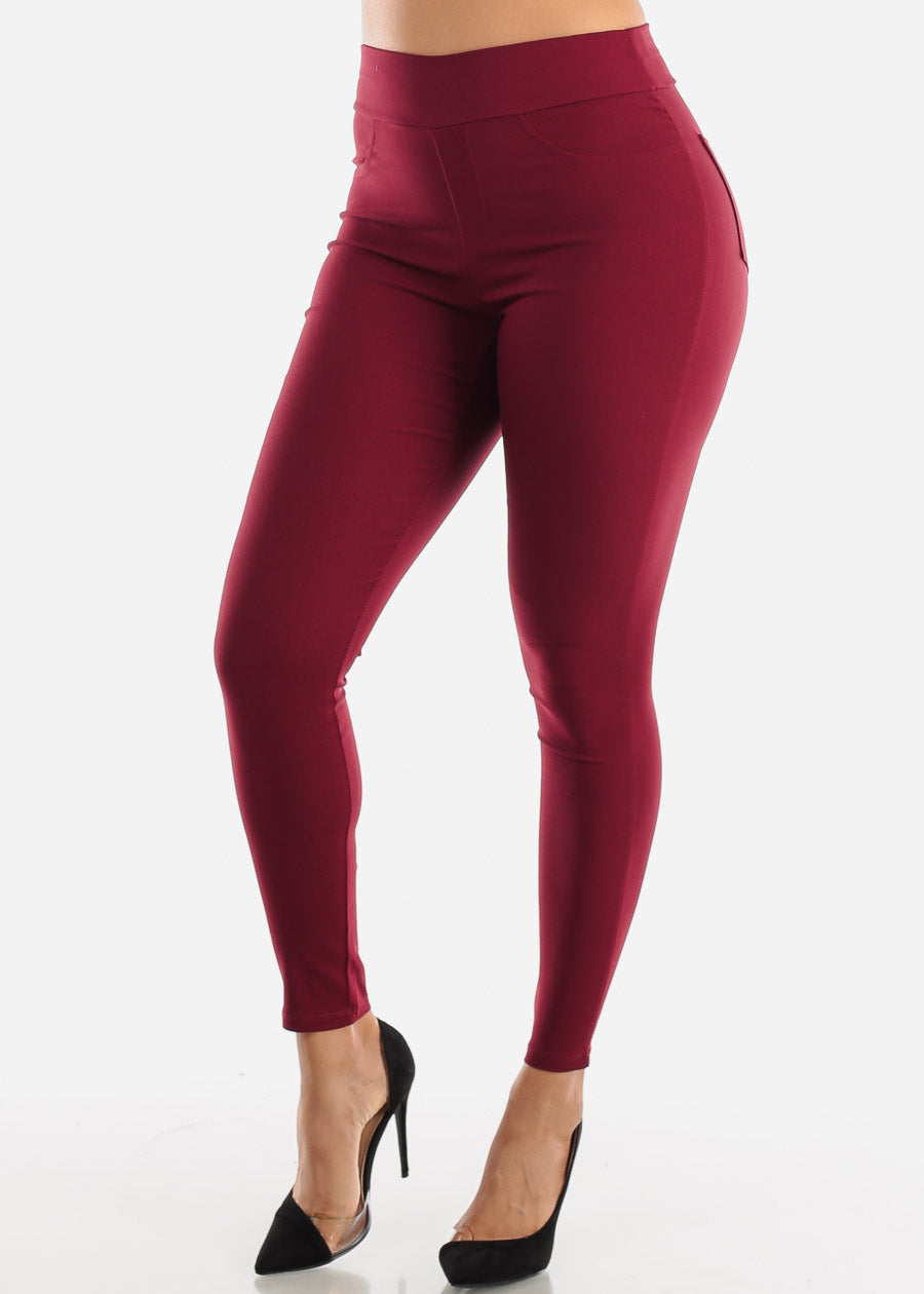 burgundy high waisted pants