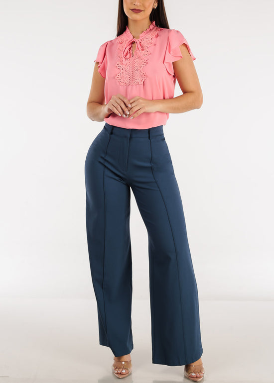 midelxp Straight Leg Pants for Women High Waisted Button Down