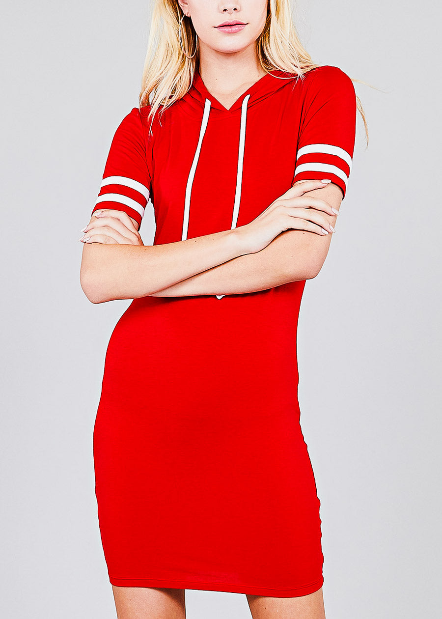 red short sleeve bodycon dress