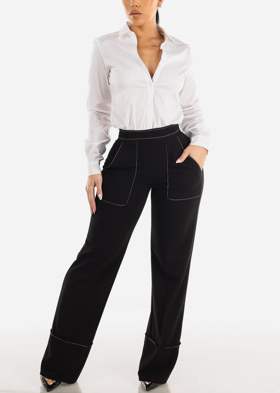 Women's Black Dressy Straight Leg Pants - Workwear Trousers for Womens –  Moda Xpress