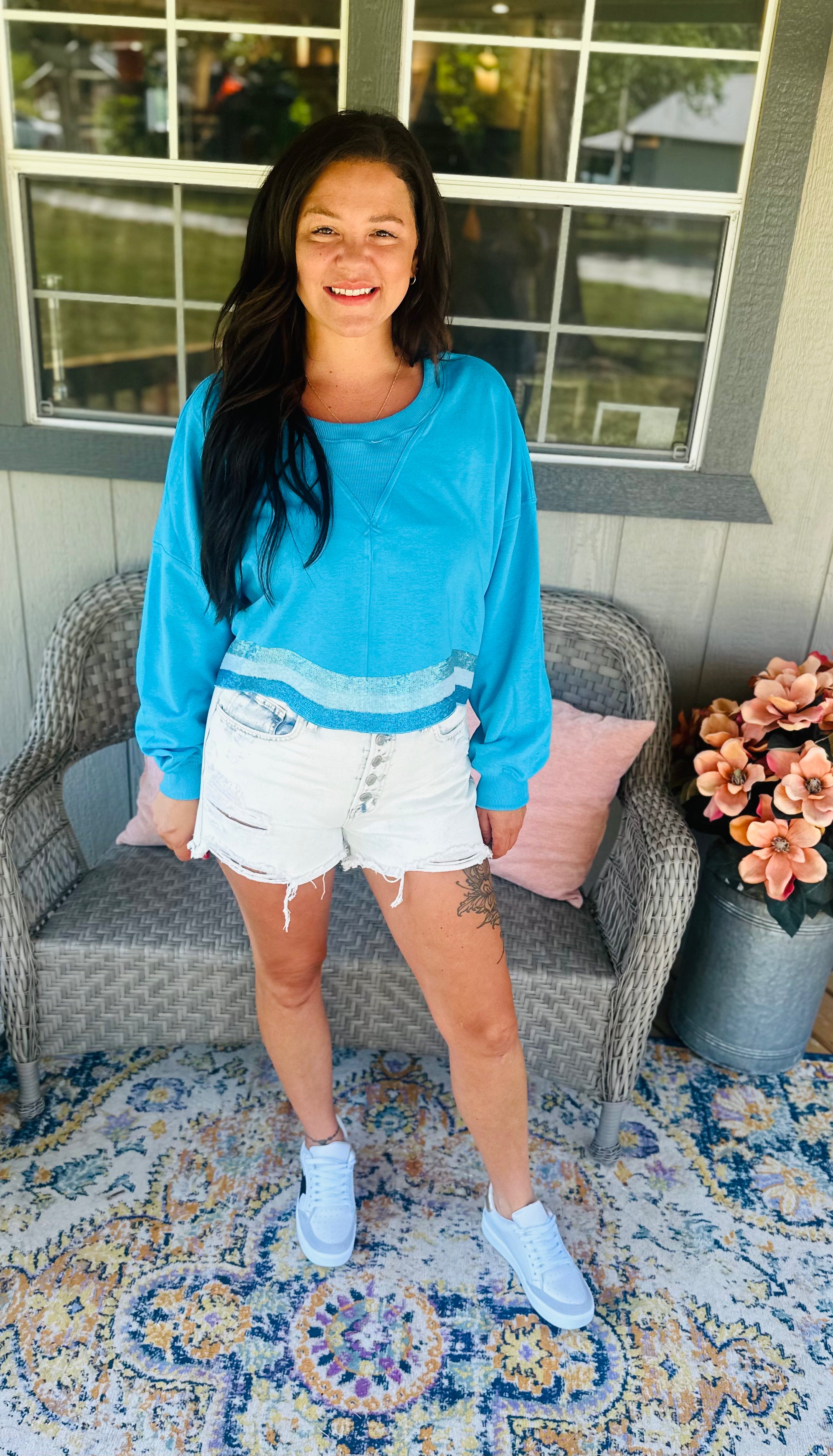 Sequin Stripe Sweatshirt