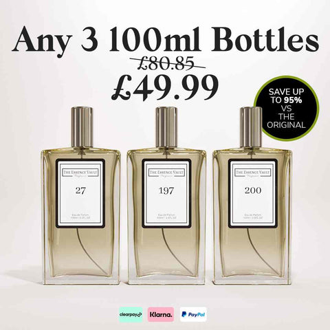Image showing a bundle of 3 designer inspired perfumes from The Essence Vault for £49.99, Is perfume a good gift for Mother's Day