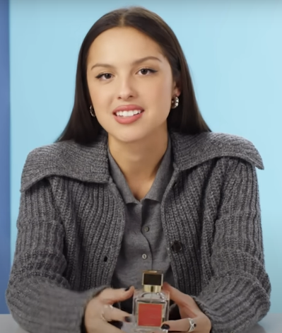 Image of Olivia Rodrigo with Bacarrat Rouge in a video from GQ