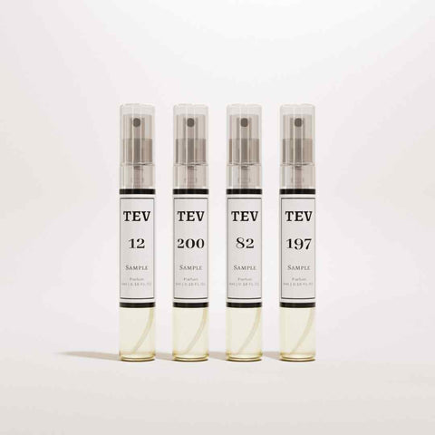 Image of a four sample perfume bundle from The Essence Vault, for the blog Discover Your Scent: How to Choose Perfume