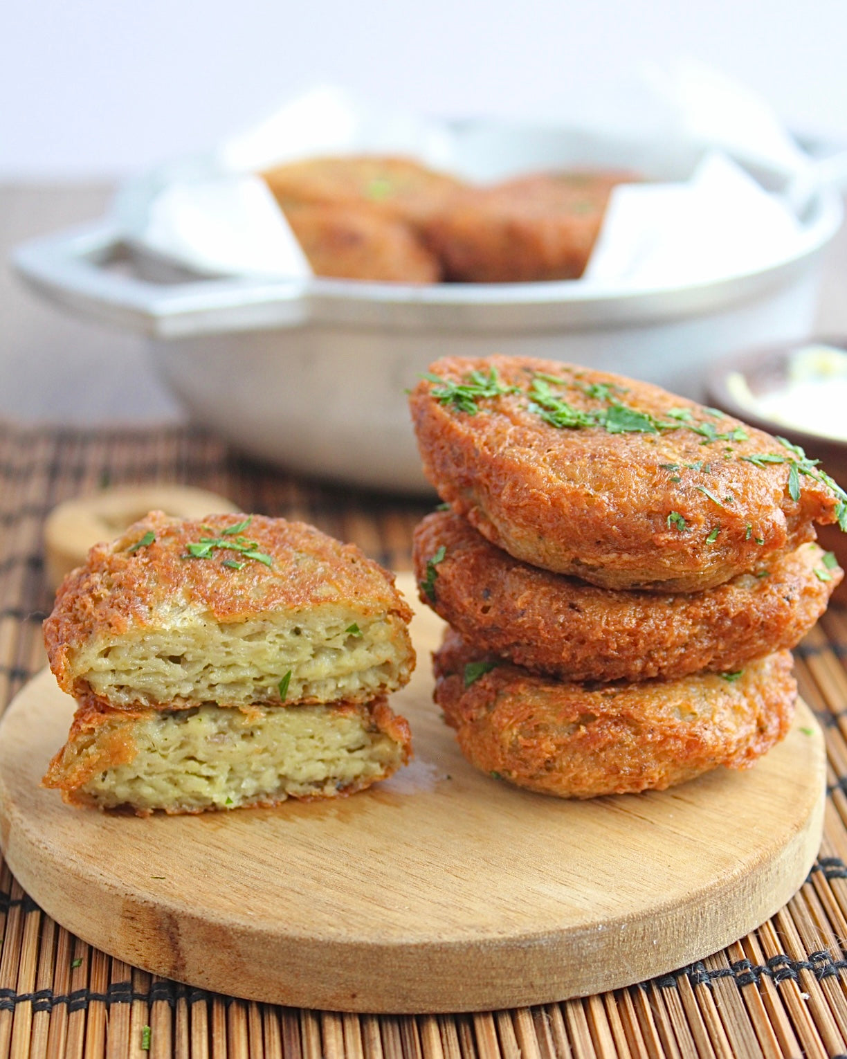 Malanga fritters on serving plate