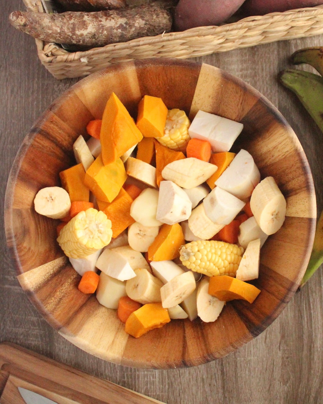 Sancocho vegetables in a bowl