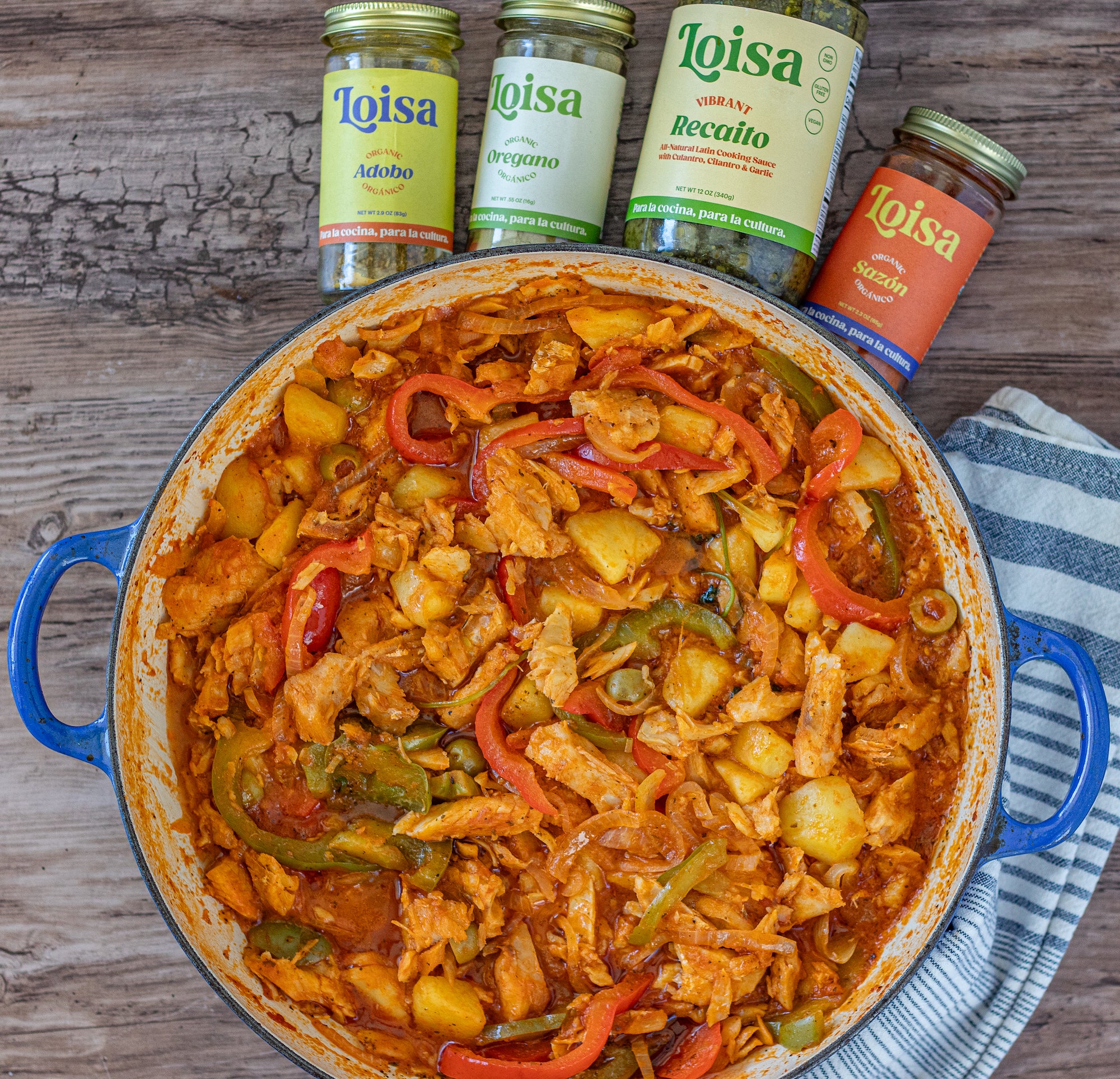 Bacalao Guisado in a pot with Loisa products