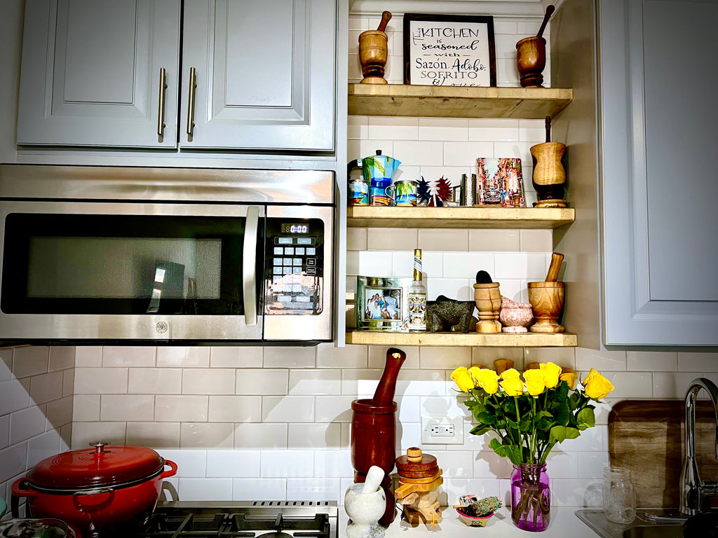 Chef Yadi's Kitchen Altar, kitchen, shelves, pilones, altar