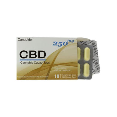 Canabidol 250mg CBD Cacao-Tabs 10 Capsules