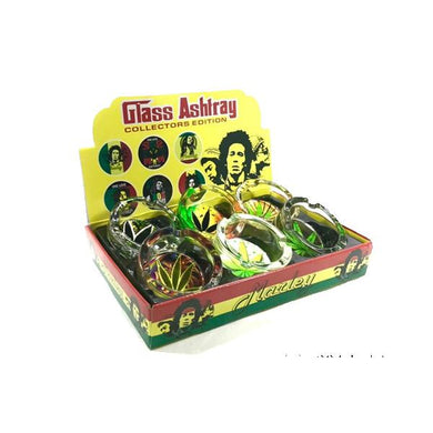 6 x Bob Marley leaf Glass Ash Tray - ASH001