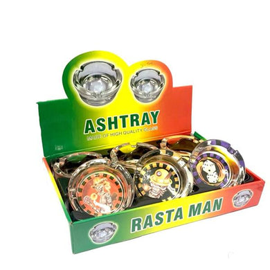 6 x Rasta Man Glass Ash Trays - DK3055-5