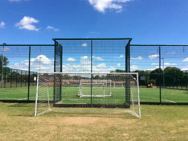 Goal End of MUGA Pitch with Roller Barrier Protection