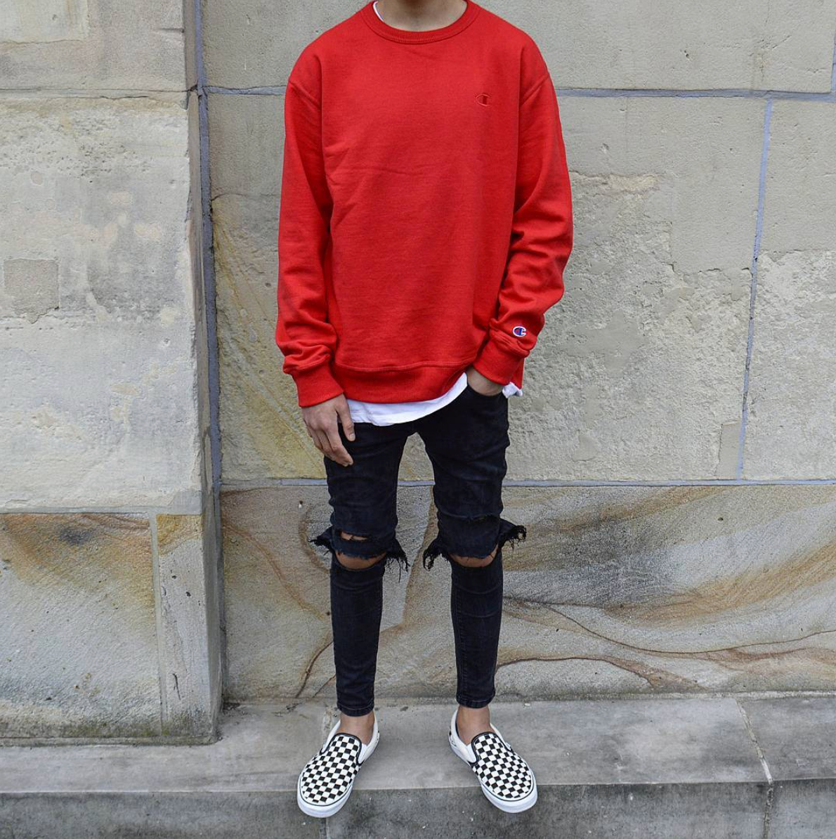 champion crewneck dark red