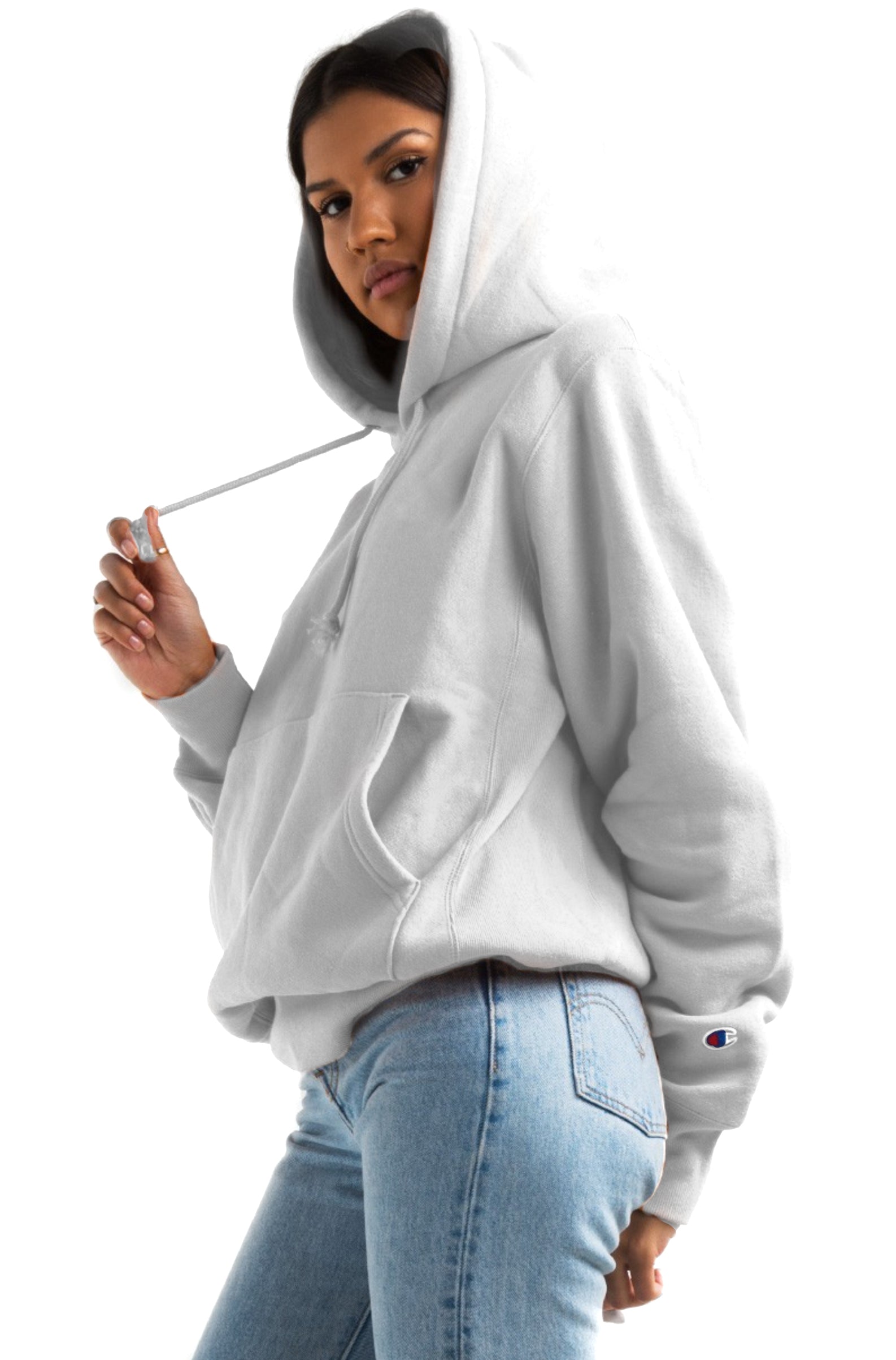 white champion powerblend hoodie