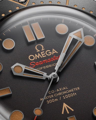 OMEGA Bond watch close up of face