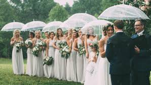 clear umbrellas for rainy wedding